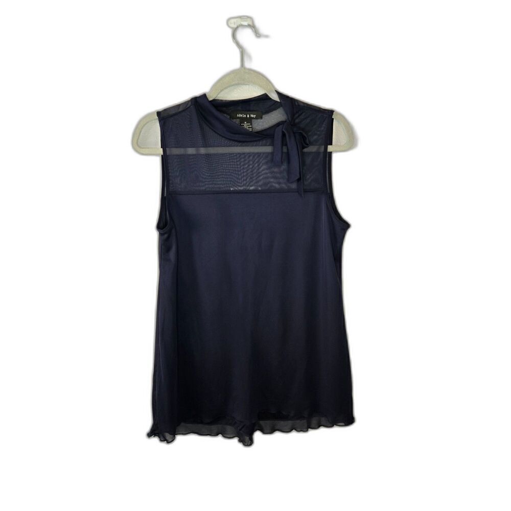 Adele & May Women's Navy Mixed Media Sleeveless Top Size Medium